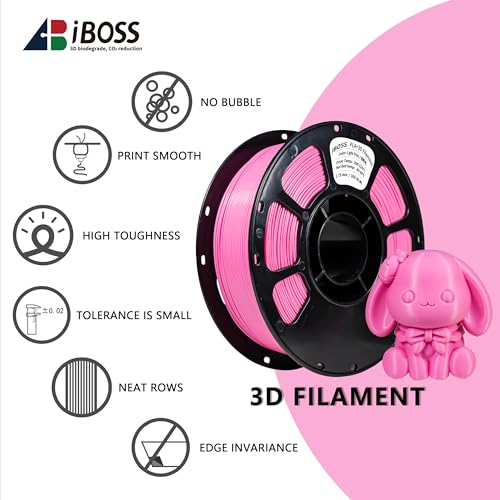 Image of iBOSS PLA Plus 3D Printer Filament PLA+ Filament 1.75mm, Neatly Wound 3D Printing Filament 1.75mm + /- 0.02 mm, Fit Most FDM 3D Printers, 1kg Spool (2.2lbs), Light Pink