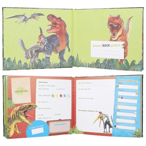 Depesche 13201 Dino World - Freundebuch mit Dinosaurier Motiv, Freundschaftsbuch mit 108 Seiten zum Eintragen und Verzieren