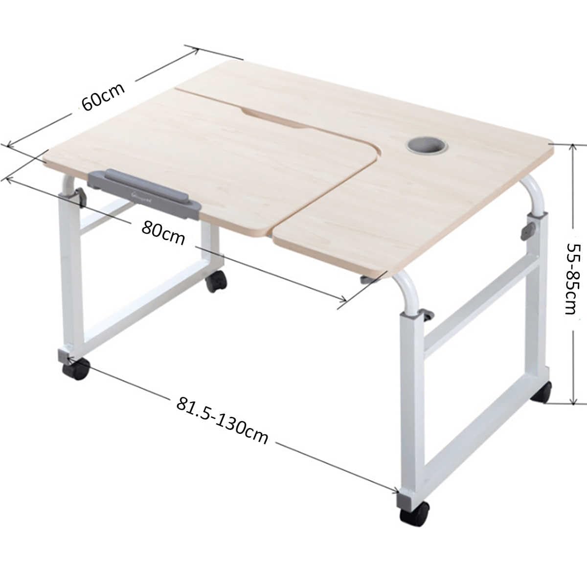 Escritorio móvil Ajustable para Cama con Ruedas y Espacio de Almacenamiento para Usar con computadora portátil en el Dormitorio.