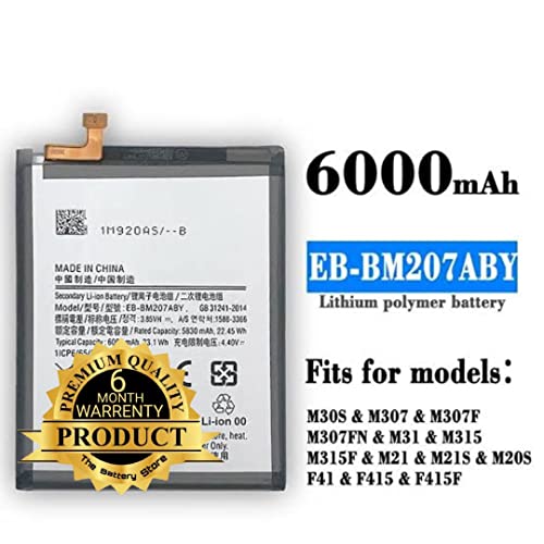 Image of THE BATTERY STORE Orignal Battery for Samsung F12 | M12 | F41 | [M21-2021] M21S | M30S | M31 | M21 | (EB-BM207ABY) 6000mAh with 6 Months Warranty (for Samsung F41)