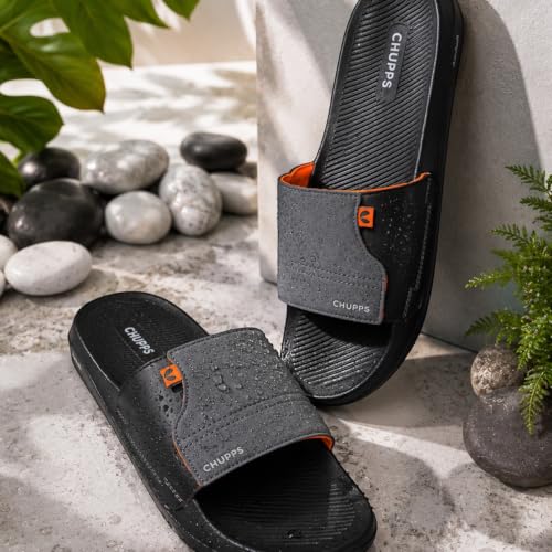 Image of CHUPPS Vapor Navy & Grey Drift Orthopedic Slippers | Soft Footpharma Footbed | Breathable Ventilation Holes | Lightweight Flip Flops | Anti-Skid Chappals for Everyday For Mens