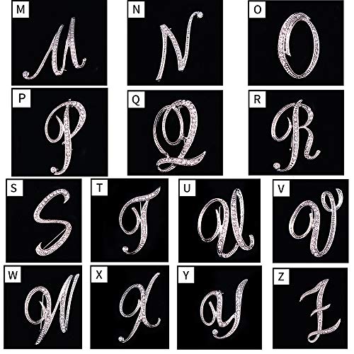 ethoon letter brooch pins initial rhinestone brooch for women crafts silvery a-z