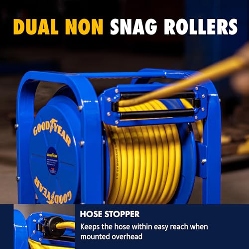 Image of Goodyear Retractable Air Hose Reel, 3 /8 inch x 100 Feet, 300 PSI