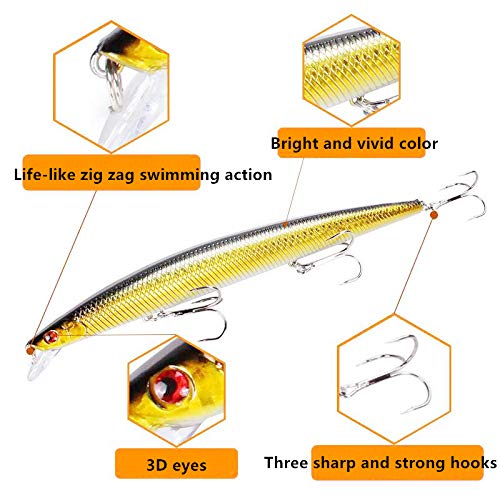 CHSEEO Kit di Esche da Pesca, 64PCS Artificiale Pesca Richiamo Set Esche da Pesca Crankbaits Swimbait Cucchiaini da Pesca Attrezzatura di Pesca Esche Artificiali Perfetto per Pesca #3