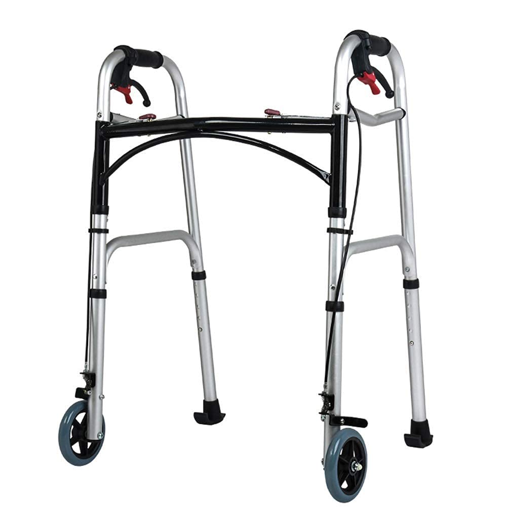 Chodzik, Regulowany Chodzik Dla Osób Niskich, Składany Chodzik Dla Seniorów Z 2 Kołami, Siedziskiem Kąpielowym I Hamulcem Ręcznym, Udźwig 150 Kg/330 Funtów