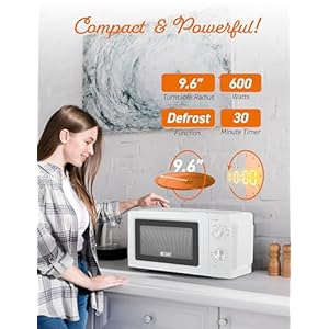 Commercial chef 06 cubic foot microwave with 6 power levels small microwave with grip handle 700w countertop microwave with 30 minute timer and mechanical dial controls white  urban country home decor