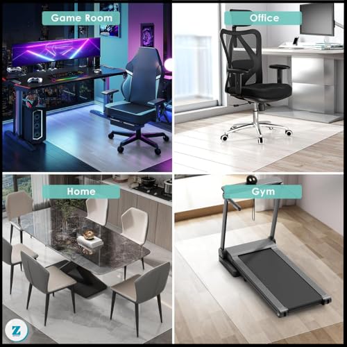 Image of 2mm Thick PVC Chair Mat for Hardwood /Tile /Laminate /Concrete Flooring | Prevents Scratches, Ensures Smooth Rolling & Non-Slip | Customizable Sizes (Translucent)