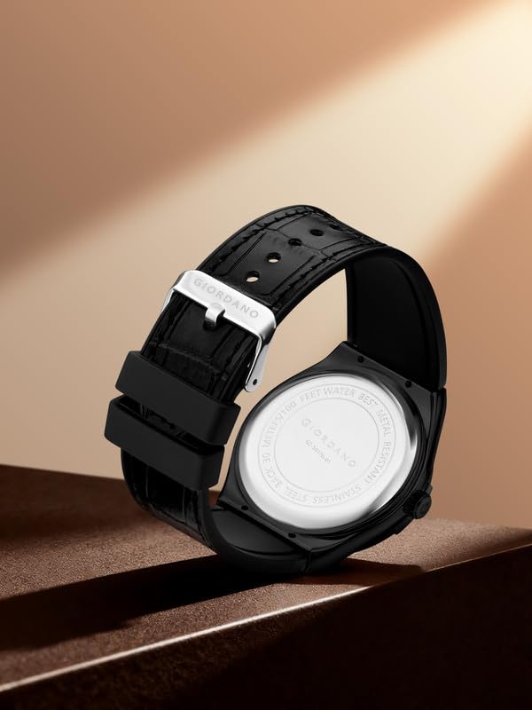 Image of Giordano Analog Watch for Men with Leather Band, Day-Date Function and Quartz Movement