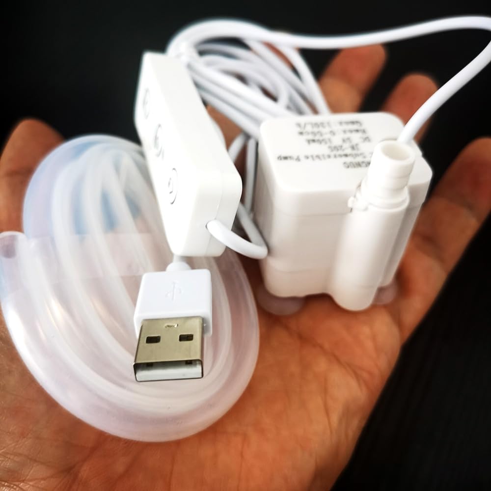 AoBeiWorld 35GPH 3W Bottom Suction Small Water Pump Mini Submersible Water Pump USB Adjustable Silent Water Pump for Aquariums, Fish Tank