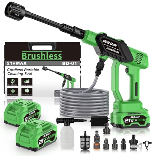 Cordless Portable Cleaning Tool with 24000mAh Batteries & Power Display 6-in-1 Nozzle & 16.4FT Hose Lightweight Handheld Power Cleaner for Car Driveway Garden Patio Fence