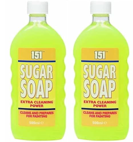 Image of SUGAR SOAP 2 PACK - Concentrated Sugar Soap Wall Degreaser - Household Cleaner Cleans And Prepares For Painting DIY - Strong Formula Removes Grease Dirt Nicotine Stain Remover - Wall Cleaner 2 x 500ml