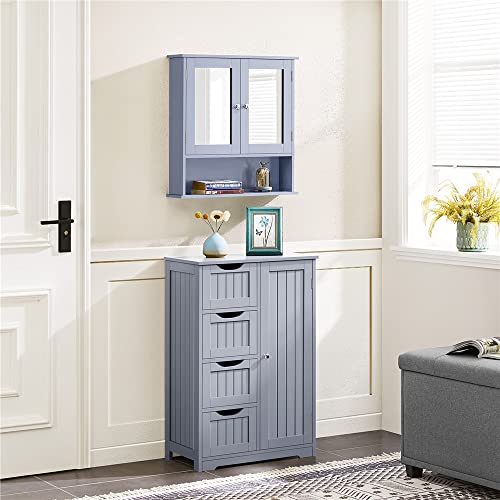 Armoire murale salle de bain à 2 portes miroir Yaheetech