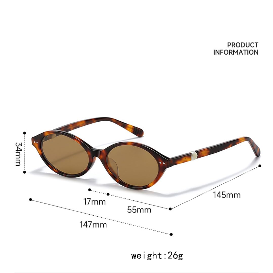 Occhiali da sole ovali alla moda in acetato con protezione UV400 per attività all'aperto.