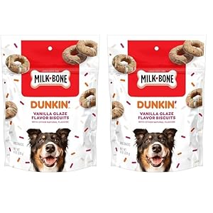 Milk-Bone Limited Edition Dunkin’ Vanilla Glaze Flavor Biscuit Dog Treats, 8 Ounce (Pack of 2)