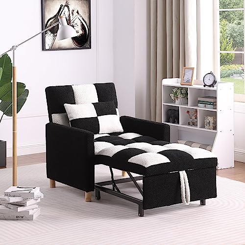 Sillón Convertible Plegable Negro y Blanco miniatura 1