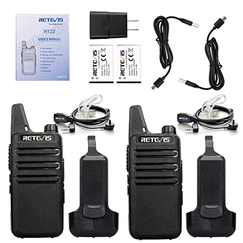 Retevis Rt22 Walkie Talkies, Mini 2 Way Radio Rechargeable, Vox Handsfree, Portable, Two-Way Radios Long Range With Earpiece, For Family Kids Road Trip Camping Hiking (2 Pack, Black) #TOP7