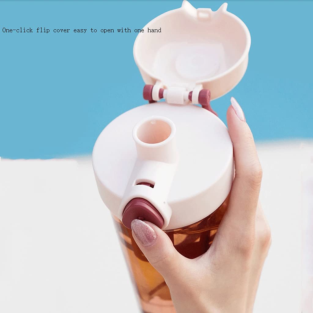 Exterior Botella de Agua con lógico de Capacidad Tritan no Contiene Bpa Entusiastas al Aire Libre de Fitness Jarra de Agua a Prueba de Fugas, 16.9 oz Prueba de Fugas (Color : Pink)