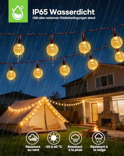 Suright Lichterkette Außen Solar, 8M 30 LED Solar Lichterkette Outdoor – Ansicht 5