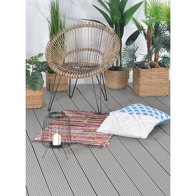 OOGarden - Lame de terrasse en bois composite - L.240 x 14,6cm - Gris