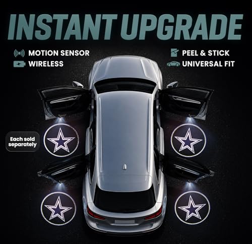 Image of LED Car Door Light - Officially Licensed NFL Wireless Projector - Show Your Team Pride - Battery Powered, Easy Install