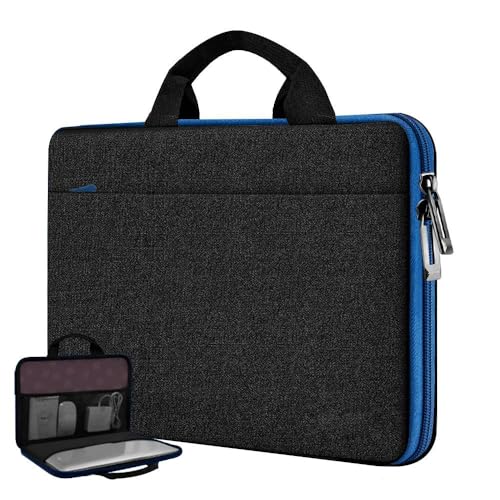 Image of Hseok Laptop Case 13.3-14 Inch Sleeve,TSA Shockproof Computer Handbag,Compatible with MacBook Neo /Pro 14 M5 /M4 /M3 /M2 /M1,All Models 13.3 inch MacBook Air /Pro,XPS 13 /14,Most 13-14 Notebooks,Black-Blue