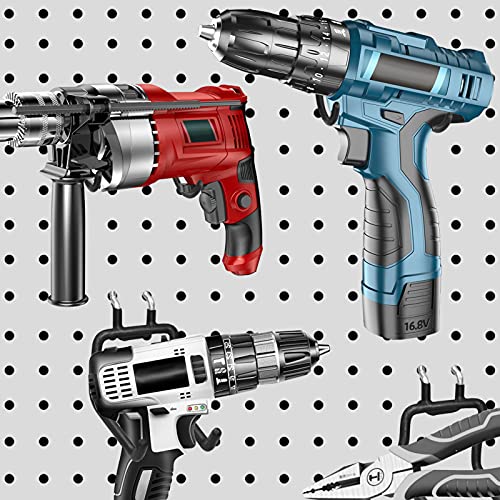 15Pcs Pegboard Double Hooks Drill, Yocomey Premium Metal Pegboard Accessories For Power Drill Holder Tool,Pegboard Hook For Organize Tools,Garage Storage,Workbench (3 Shapes) #TOP2