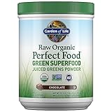 Garden of Life Raw Organic Perfect Food Green Superfood Juiced Greens Powder - Chocolate, 60 Servings, Non-GMO, Gluten Free, Vegan Whole Food Dietary Supplement, Plus Probiotics, Enzymes