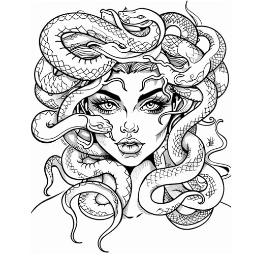 6 Sheets Medusa Tattoo Temporary Tattoos Fake Tattoos for Adult W...