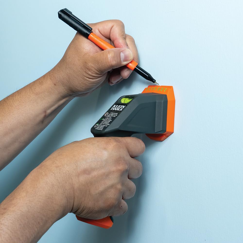Klein Tools Détecteur de Montants électronique ESF100 et Scanner Mural avec Niveau à Bulle, pour Clous en Bois et métal, LED Vert Vif, Piles incluses