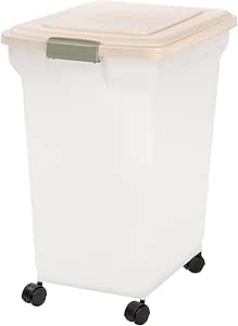 IRIS USA 32.5Qt./25Lbs. WeatherPro Airtight Pet Food Storage Container With Removable Casters, For Dog Cat Bird And Other Pet Food Storage Bin, Keep Pests Out, Keep Fresh, Easy Mobility, Black