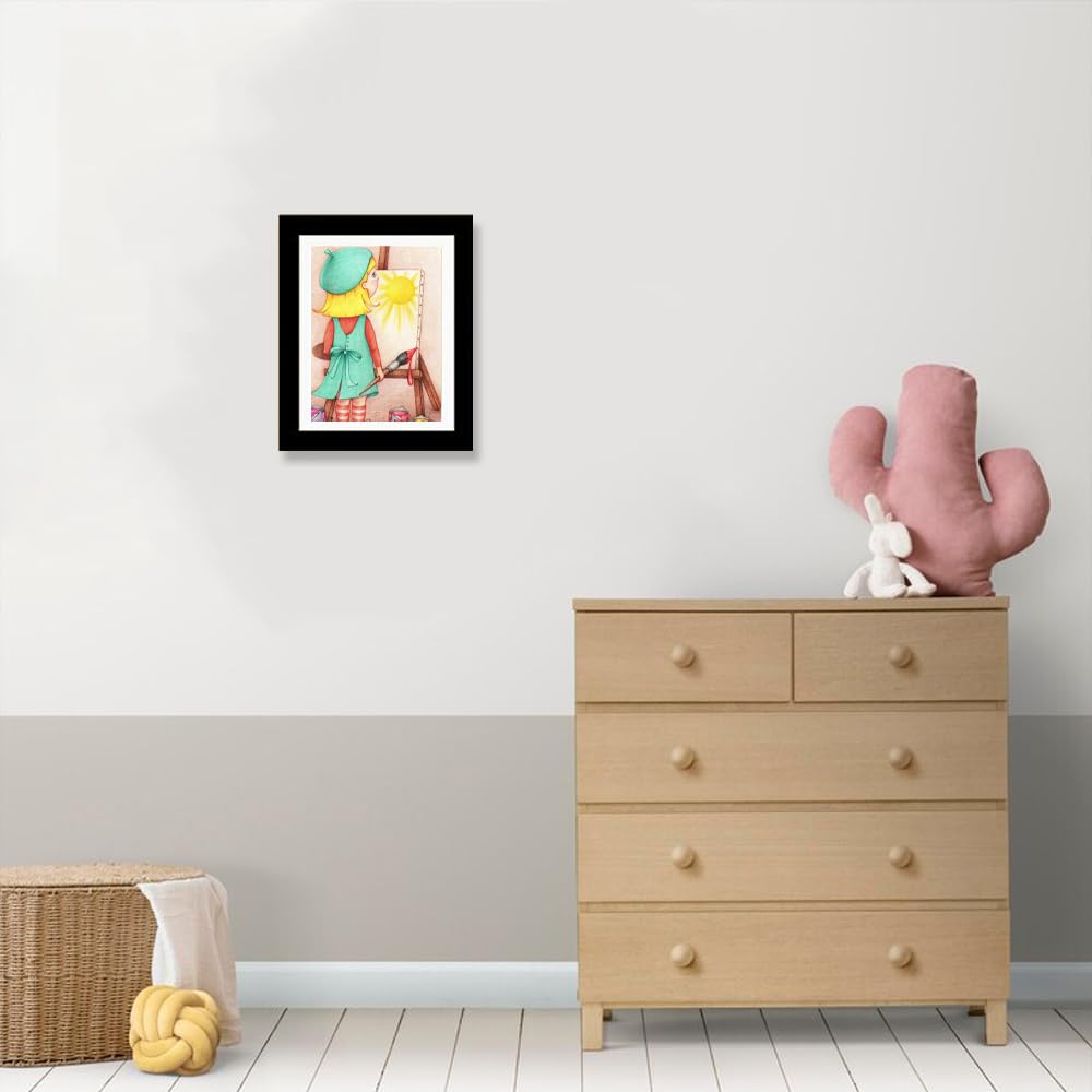 Cornice Disegni Bambini, Cornice da Disegni per Bambini da cambiare, Disegni Bambini Cornice A4, Frontale Cornice Portafoto Artistica Apribile, per Conservare e Presentare i Disegni (Nero)