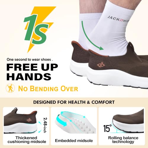 Image of Men Slip in Free up Hands Shoe Wide Toe Box Arch Support Orthopedic Walking