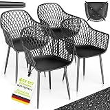 tillvex® Gartenstuhl 4er Set Wetterfest mit Armlehne | Outdoor Stühle bis 120kg belastbar | Gartenstühle UV-beständig | Terrassenstuhl Gartenmöbel Terrasse Balkon Outdoor Garten
