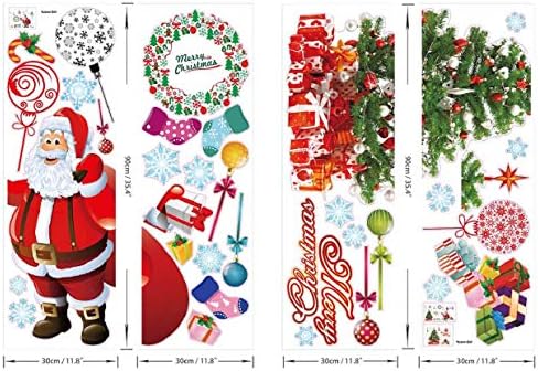 heekpek Christmas Window Stickers Santa Claus Gifts Trees Wall Murals Decorations Large Stickers