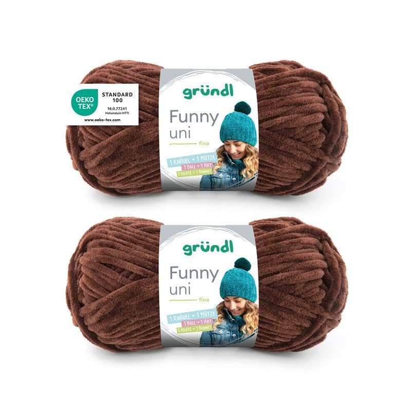 Gründl Laine Funny uni - laine chenille douce pour le crochet – moelleuse et respectueuse de la...
