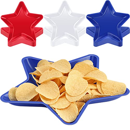 60 Pcs Patriotic Star Shaped Plates 4Th Of July Dessert Plate Red White Blue Reusable Plastic Snack Tray Platter For Cookies Chips Independence Day Memorial Day Veterans Day Party Supplies, 11 Inch #TOP16