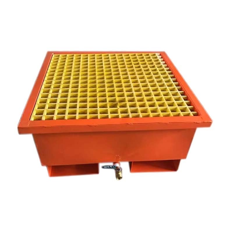 PFCDZDU Drum Containment Spill Pallet, Nestable Industrial Paint Bucket Leak-Proof Tray, Garage Kitchen Detachable Steel Modular Platform with Drain(65x65x24cm)