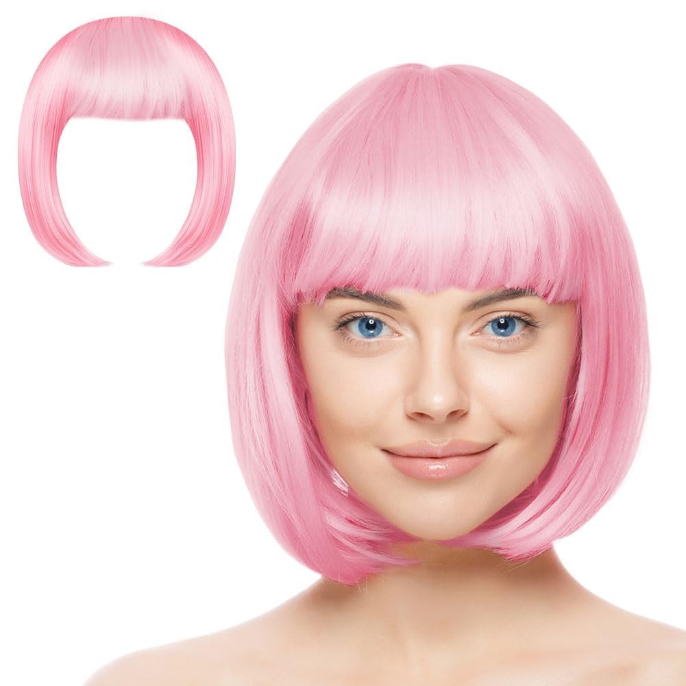 Wig for Women, Pink Short Bob Wig, Synthetic Straight Wig, Heat Resistant, Modern Style, Perfect for Cosplay, Parties & Everyday Use-image-20