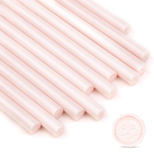 Varillas de sellado de cera, 12 piezas rosa claro, compatible con pistola de pegamento, resina, palos, suministros de sellado de cera