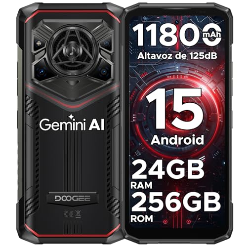 DOOGEE Blade20 Pro Telefono Movil Irrompible, Android 15 Movil Indestructible 11800mAh, 24GB RAM+256GB ROM/2TB, 6.6' HD+ 90Hz, Altavoz de 125 dB, Gemini AI, Cámara 50MP+20MP+8MP, IP68IP69K/Face ID