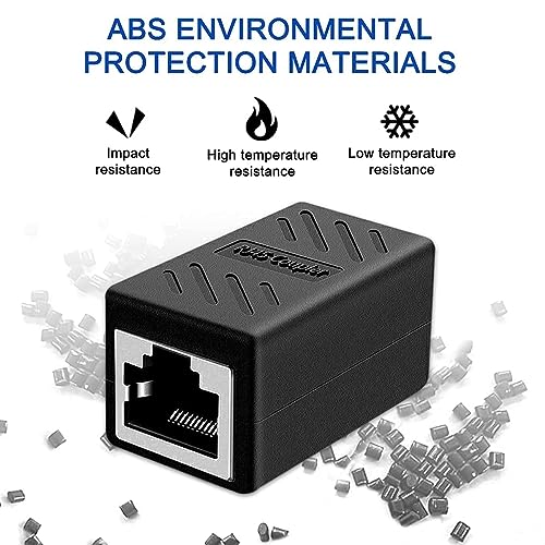 Image of RJ45 Coupler Ethernet Coupler Cat7, Cat6 Cat5e RJ45 8P8C Inline LAN Couplor Ethernet Extender Adapter Extension Jointer Extending The Ethernet Cables Female to Female Connector. Black
