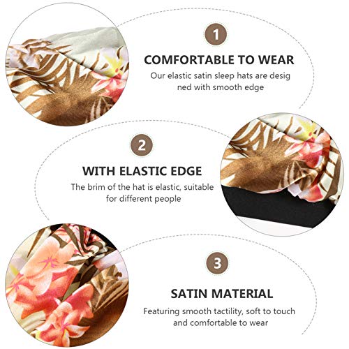 Lurrose 4 Pcs Touca de Dormir de Cetim Queda de Cabelo Chapéu de Quimioterapia Largo Elástico Gorro