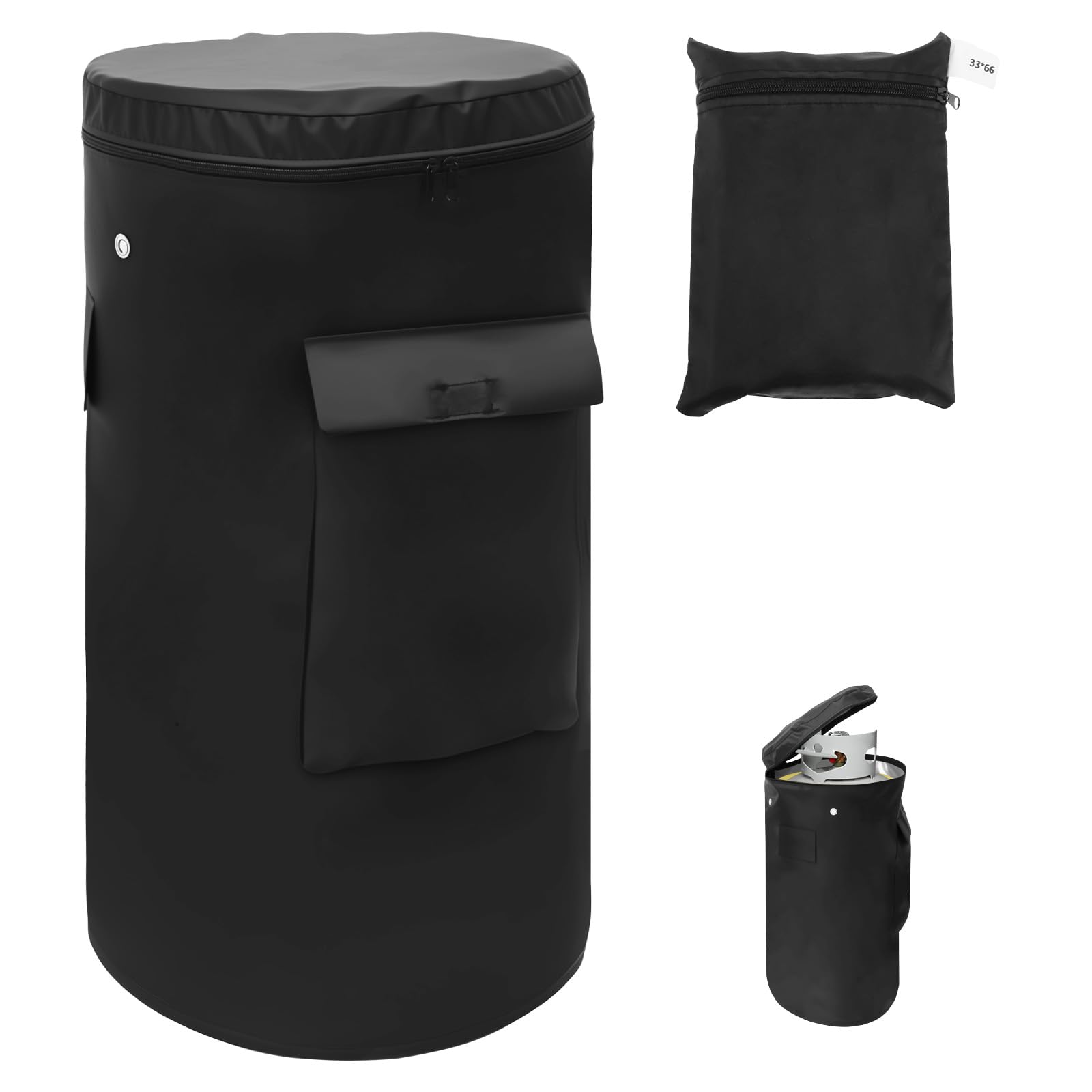 Copertura per Bombola del Gas da 11 kg, 33 x 66 cm, 600D, con Cordino, Impermeabile, Antivento, Anti UV, per Bombole di Gas Propano