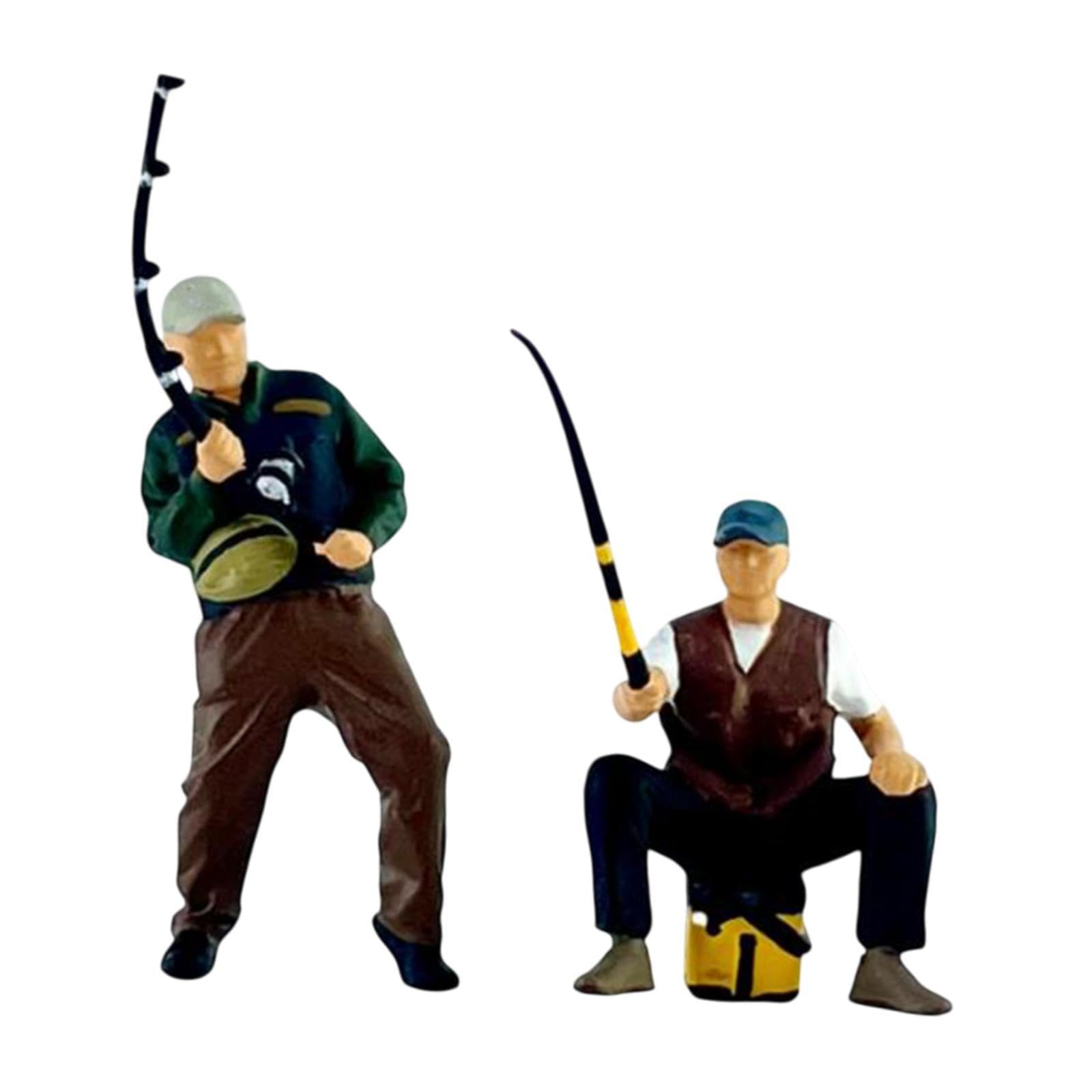 Amazon.co.jp: KLKCMS 2ピース/個 1:64スケール男性釣り人