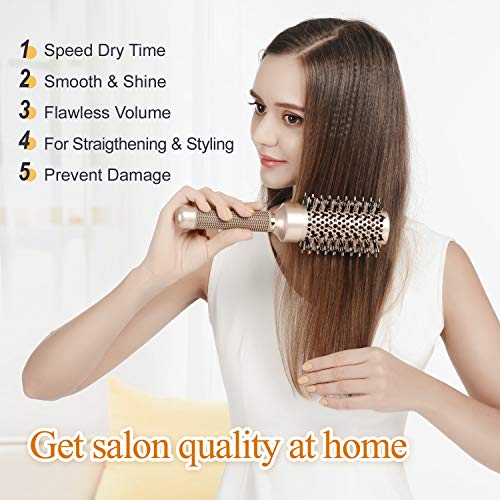 Round Brush For Blow Drying, Nano Thermal Ceramic & Ionic Tech Hair Brush With Boar Bristles, Professional Round Barrel Brush For Styling,Curling And Straightening By Sndyi (2.9 Inch, Barrel 1.7 Inch) #TOP4