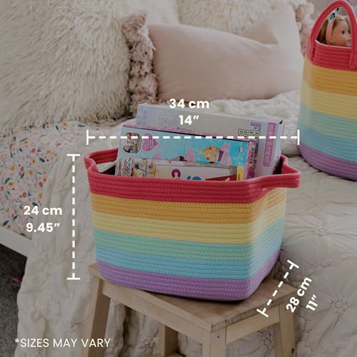 OrganiHaus Korb Aufbewahrung, Toilettenpapier Aufbewahrung, Aufbewahrungskorb Kinder, Treppenkorb, Körbe Behälter, Kleiner Wäschekorb, Aufbewahrungskorb Geflochten 35x23, Regenbogen