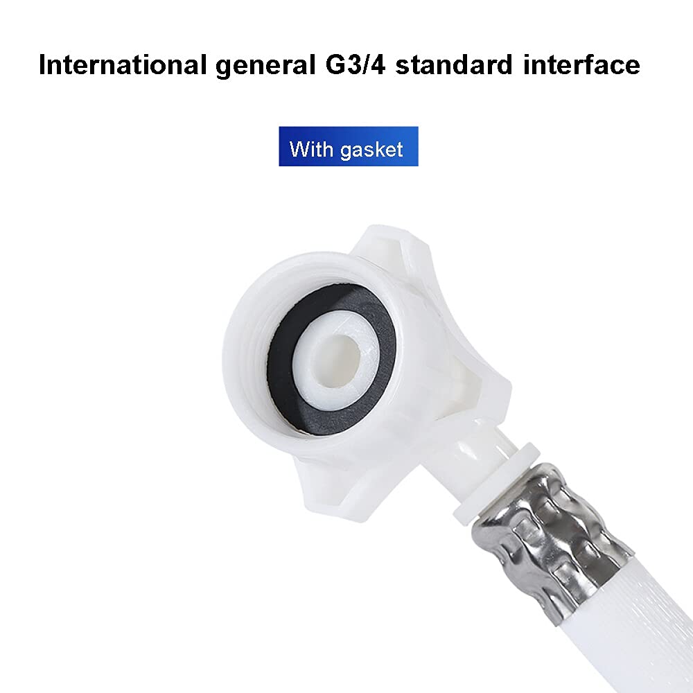 Elastyczne złącza kranowe, Wąż doprowadzający wodę do pralki, gwint 1/2” 3/4”, kolano 90 stopni, PVC, biały, 1,5-5 m(5M)