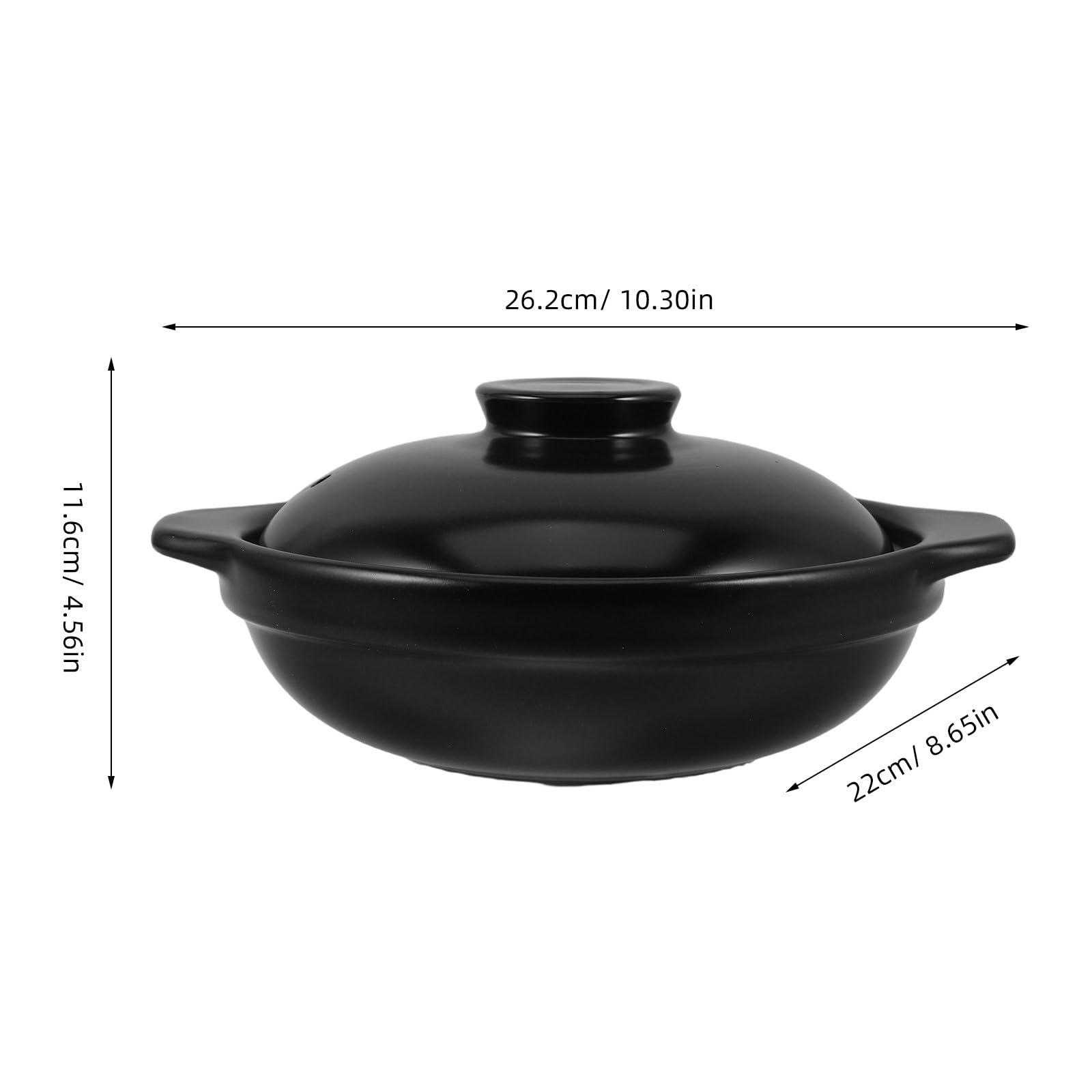 Olla de Barro de Cerámica Negra con Tapa 1, 7 L Resistente al Calor | Guisos y Sopa, Estilo Coreano Tradicional, Bloquea la Absorción de Humedad, Uso en Cocina Japonesa