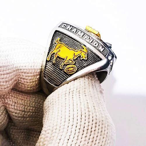 Image of 2025 Fantasy Football Championship Ring | Heavy FFL Champion Trophy Ring | Gold Silver Tone Plated Award Trophy for Fantasy Football League Winner