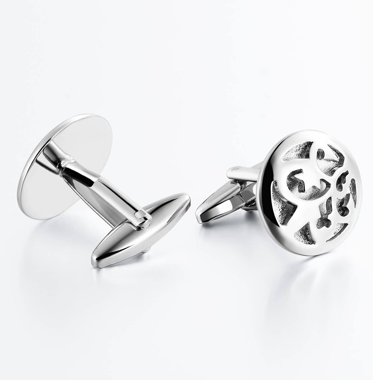 Cufflinks Cuff Links for Men, Filigree with Stars Suit Cufflinks Silver Stainless Steel Suit Accessories
